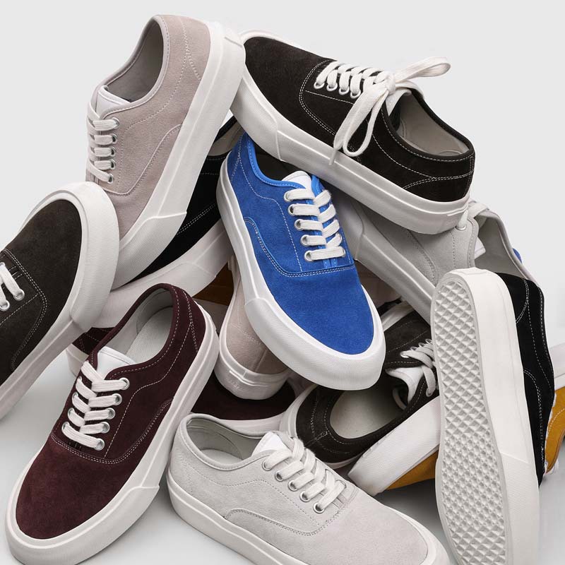 Low-top sneakers, thick-sole lace-up trainer, suede-look upper
