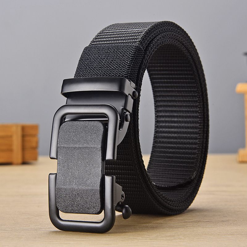 Woven belt with a slide buckle