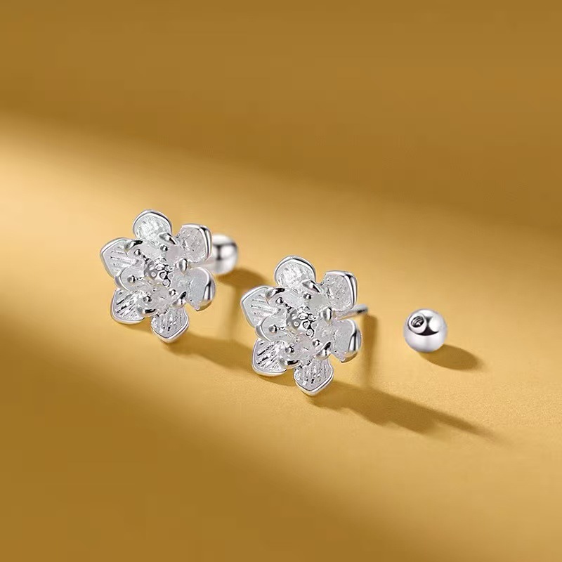 Lotus stud earrings with screw backs