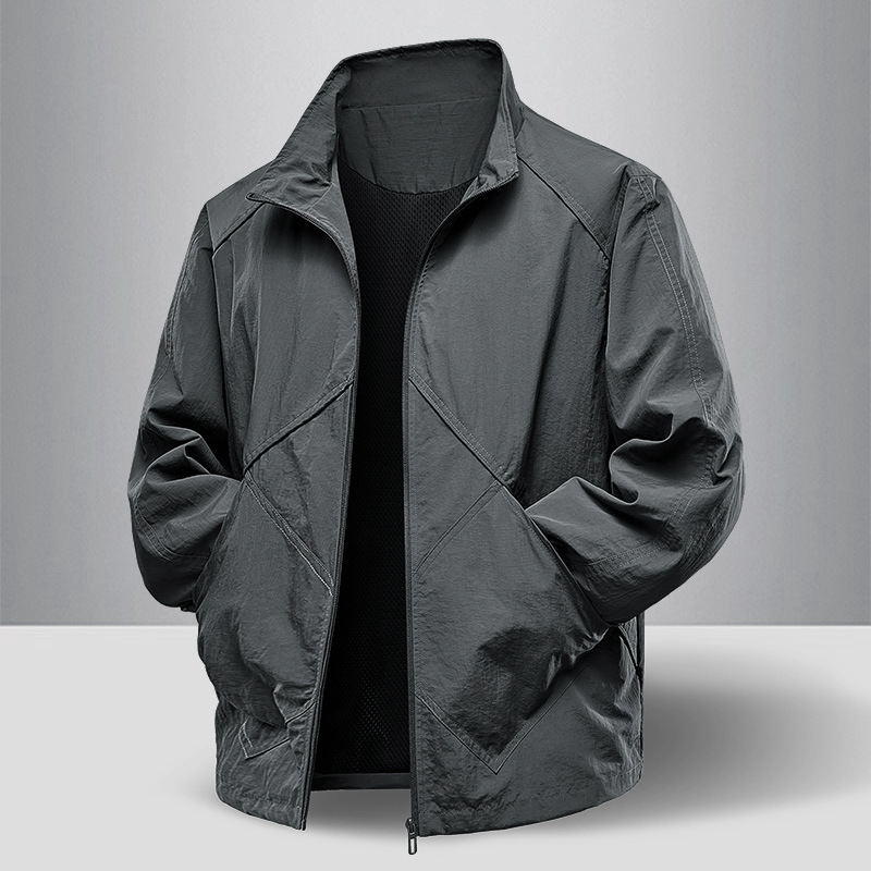 Stretch nylon hooded shell jacket